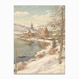 Vintage Winter Illustration Troms Norway 3 Canvas Print