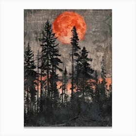 Red Moon In The Forest 2 Canvas Print