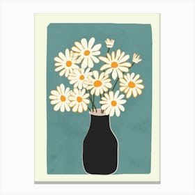 White Daisy Bouquets in Vase 1 Canvas Print