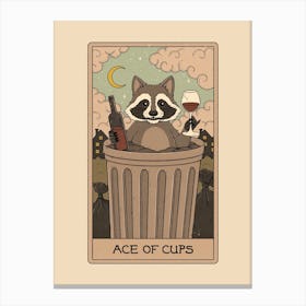Ace Of Cups   Raccoons Tarot Canvas Print