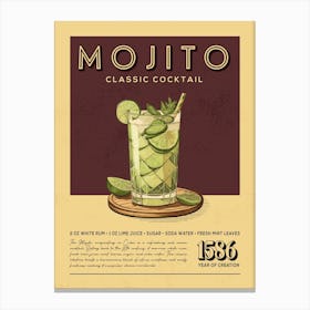 Mojito Classic Cocktail Canvas Print