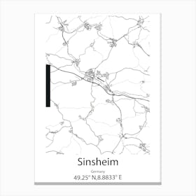 Sinsheim,Germany Minimalist Map Canvas Print