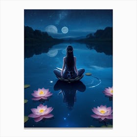 Absolute Reality V16 The Girl Sits On The Water Surface In A L 0 Canvas Print