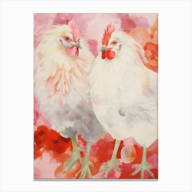 Pink Ethereal Bird Painting Chicken 3 Canvas Print