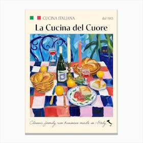 La Cucina Del Cuore Trattoria Italian Poster Food Kitchen Canvas Print