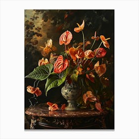 Baroque Floral Still Life Flamingo Flower 3 Canvas Print