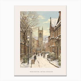 Vintage Winter Poster Manchester United Kingdom Canvas Print