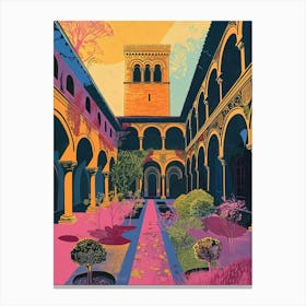 The Cloisters New York Colourful Silkscreen Illustration 3 Canvas Print