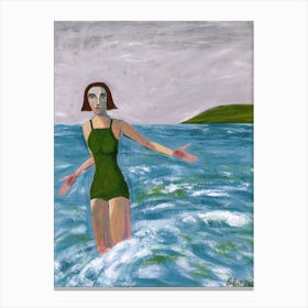 Vintage Swimming Woman Canvas Print