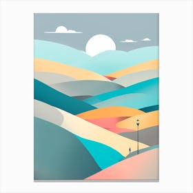 A Minimalistic Vector Art Illustrate A Simple Path Splitting Into Twoone Leading To Vibrant Happy 948891455 Canvas Print