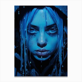 Billie Eilish Blue Portrait 3 Canvas Print