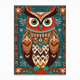 Folk Art Owl Painting , Owl Abstract art, 1435 Canvas Print