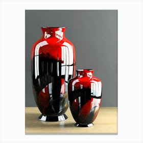 Red And Black Vases 1 Canvas Print