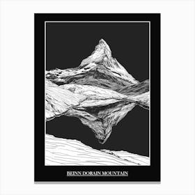 Beinn Dorain Mountain Line Drawing 4 Poster Canvas Print