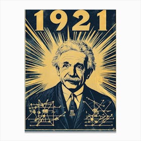 Aihrgdesign A Vintage Poster Celebrating Albert Einsteins Nob A0c04391 3511 4893 B1e3 1c43434b9eba 3 Canvas Print