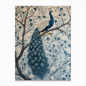 Sky Blue Peacock In The Tree Wallpaper Canvas Print