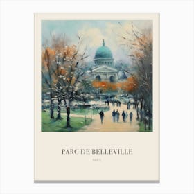 Parc De Belleville Paris France 3 Vintage Cezanne Inspired Poster Canvas Print
