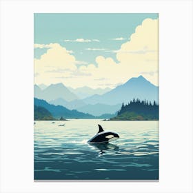Blue Graphic Design Style Orca Whale 3 Canvas Print