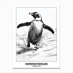 Penguin Sliding On Ice Poster 6 Canvas Print