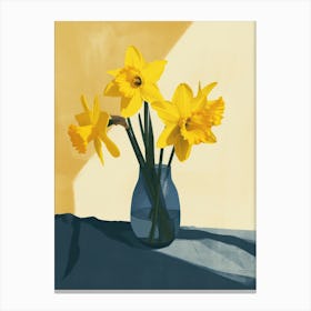 Daffodil Flowers On A Table   Contemporary Illustration 1 Canvas Print