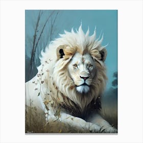 Lion white Canvas Print
