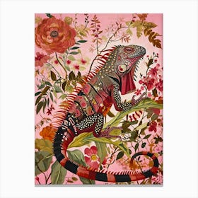 Floral Animal Painting Iguana 4 Canvas Print