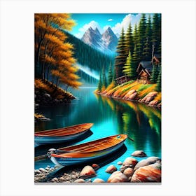 Two Boats On A Lake Canvas Print