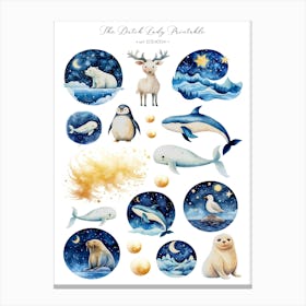 Cute Arctic Animals 2 Canvas Print