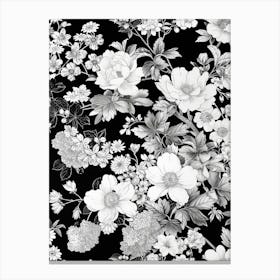 Great Japan Hokusai Black And White Flowers 7 Canvas Print