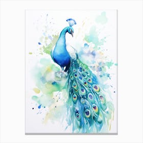 Peacock Watercolor Painting 2 Canvas Print