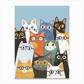 Group Of Cats With Glasses 1 Canvas Print