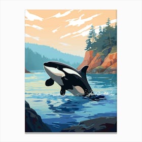 Orca Whale By Rocky Coastline2 Canvas Print
