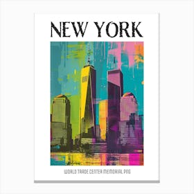 World Trade Center Memorial New York Colourful Silkscreen Illustration 3png Poster Canvas Print