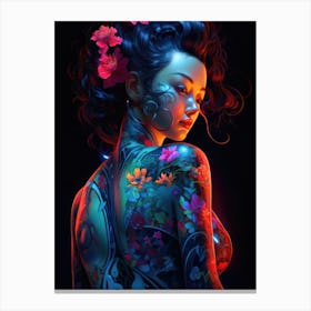 Tattoo Flowerpunk Woman Canvas Print