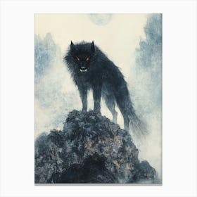 Wolf On A Rock Canvas Print