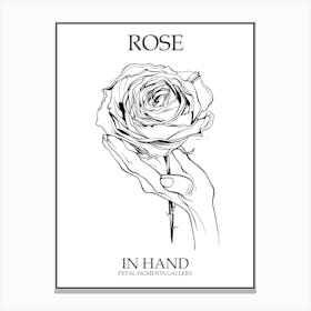 Rose In Hand Line Drawing 2 Poster Canvas Print