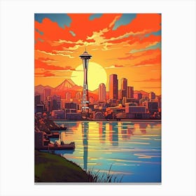 Seattle Washington Pointillism 13 Canvas Print