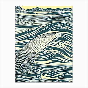Humpback Whale II Linocut Canvas Print