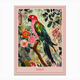 Floral Animal Painting Parrot 1 Poster Canvas Print
