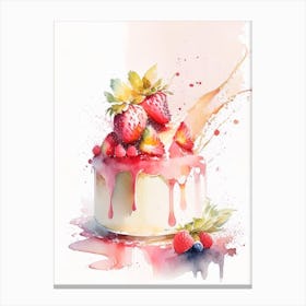 Strawberry Soufflé, Dessert, Food Storybook Watercolours Canvas Print
