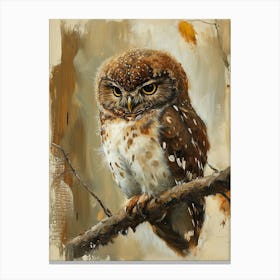 Northern Pygmy Owl Japanese Painting 6 Canvas Print