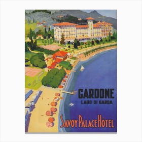 Gardone Italy, Gardone Riviera, Lake Garda, Vintage Travel Poster  Canvas Print