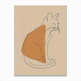 Cat Sitting - Boho, Line Art Canvas Print