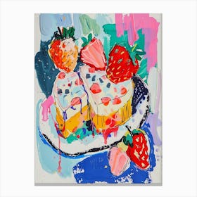 Strawberry Jelly Dessert Painting Wild Brushstrokes Canvas Print