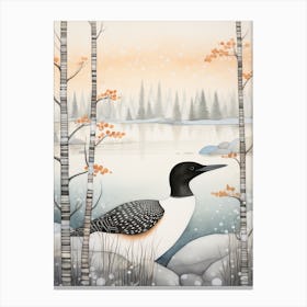 Winter Bird Painting Loon 3 Canvas Print