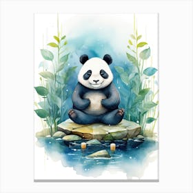 Panda Art Meditating Watercolour 3 Canvas Print