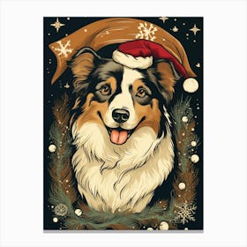 Australian Shepherd Santa Hat Canvas Print