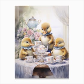 Duckling Tea Party 1 Canvas Print