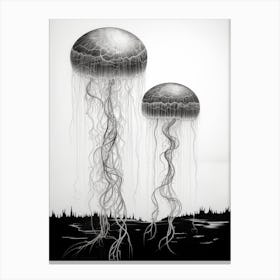 Moon Jellyfish Drawing 2 Canvas Print