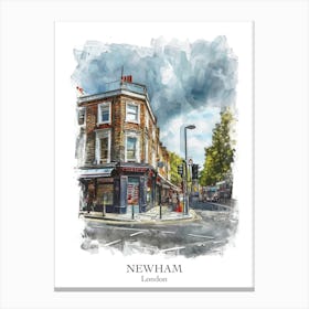 Newham London Borough   Street Watercolour 4 Poster Canvas Print